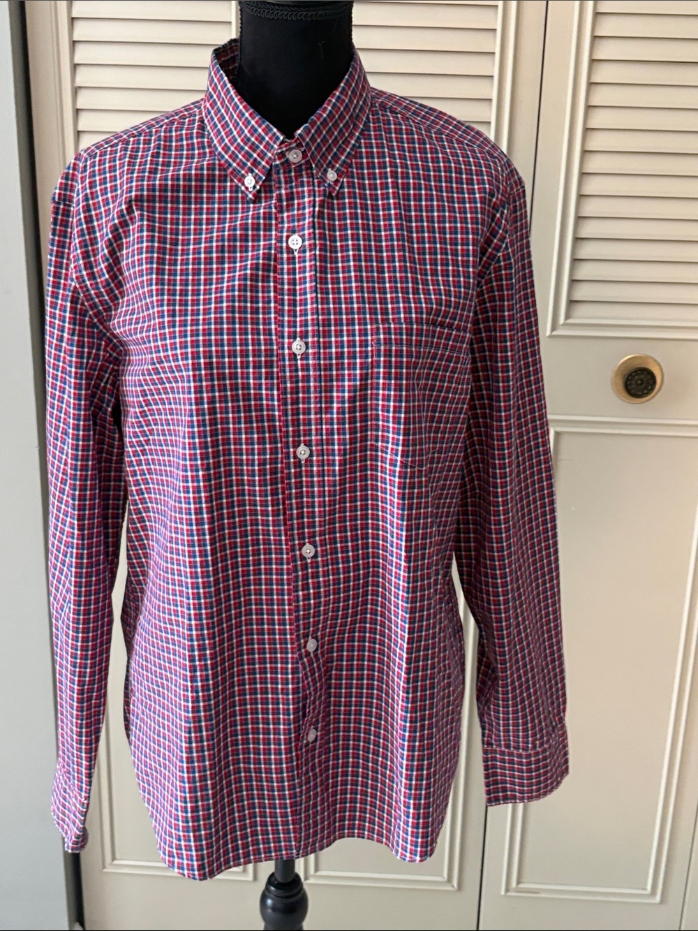 J. Crew Men's Red and Blue Plaid Button-Down Shirt